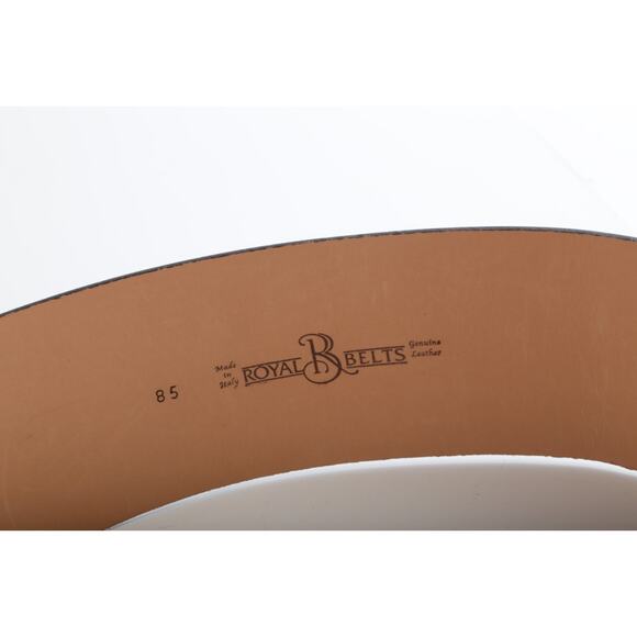 Vintage Set of 2 Black Patent Leather Wide Belts Silver Studded Chain Punk M 85 - Picture 11 of 16